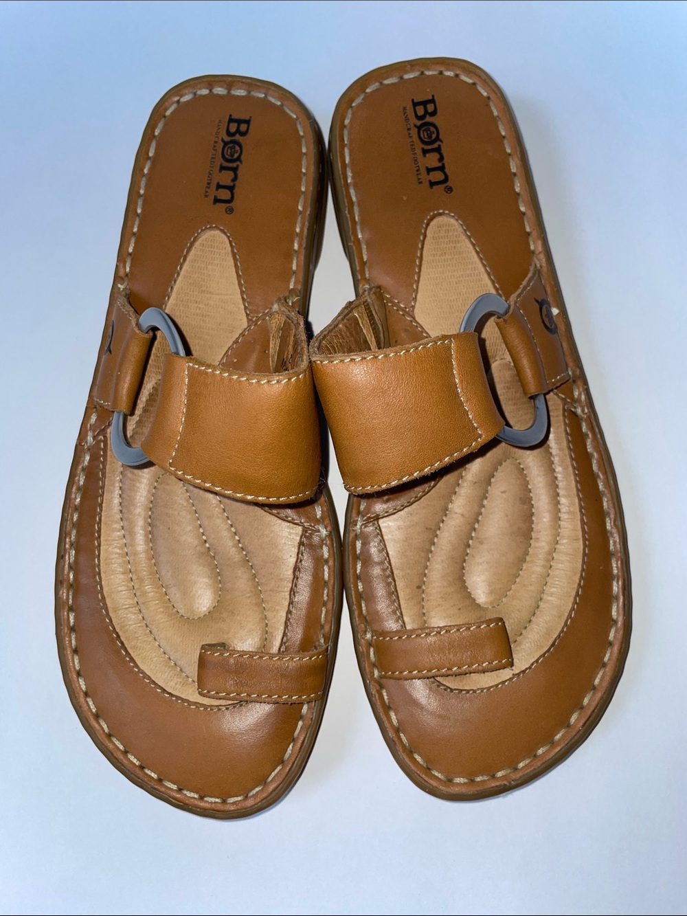 Born Women’s Brown Leather Slide Sandals with Metal Ring. Size 8. - Picture 2 of 6